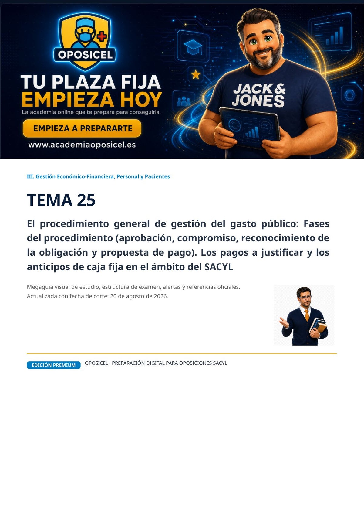 Administrativo SACYL · Tema 25: Gestión del gasto público