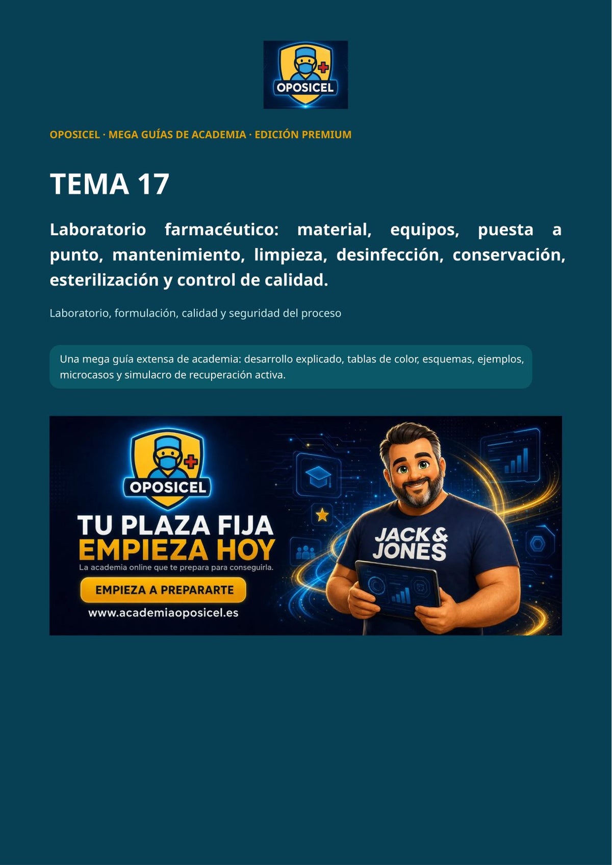 Técnico/a en Farmacia SACYL: Tema 17 — Laboratorio Farmacéutico