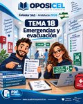OPOSICEL · Celador SAS Andalucía 2026 · Tema 18: Emergencias y evacuación · George y Ro · PDF descargable.
