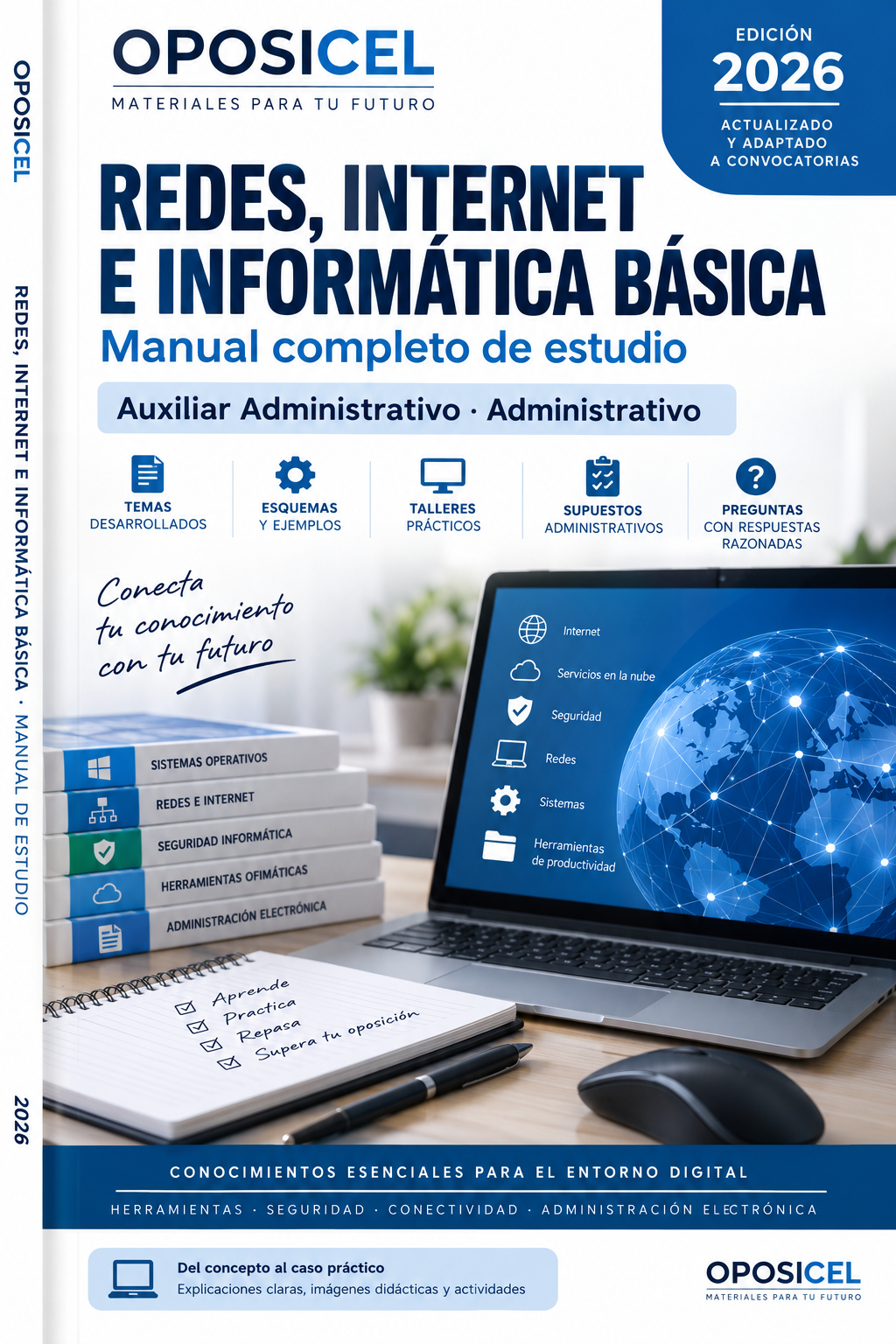 Portada OPOSICEL Redes, Internet e Informática Básica 2026 para Auxiliar Administrativo y Administrativo