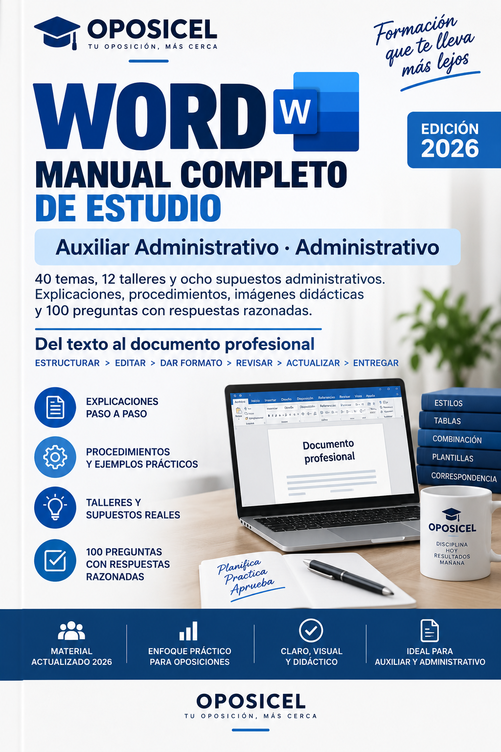 Portada OPOSICEL Word Manual completo de estudio 2026