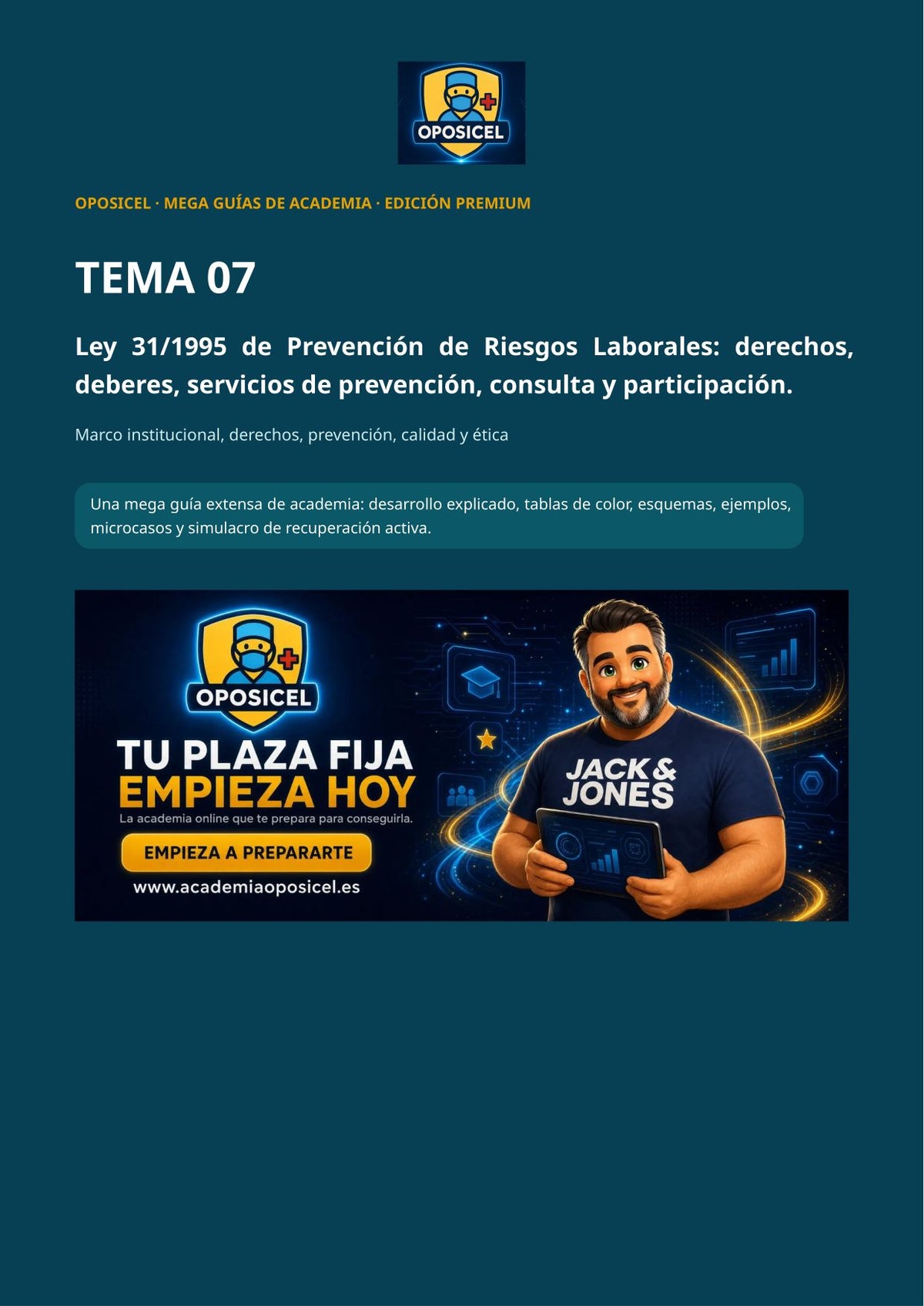Técnico/a en Farmacia SACYL: Tema 07 — Prevención de Riesgos Laborales