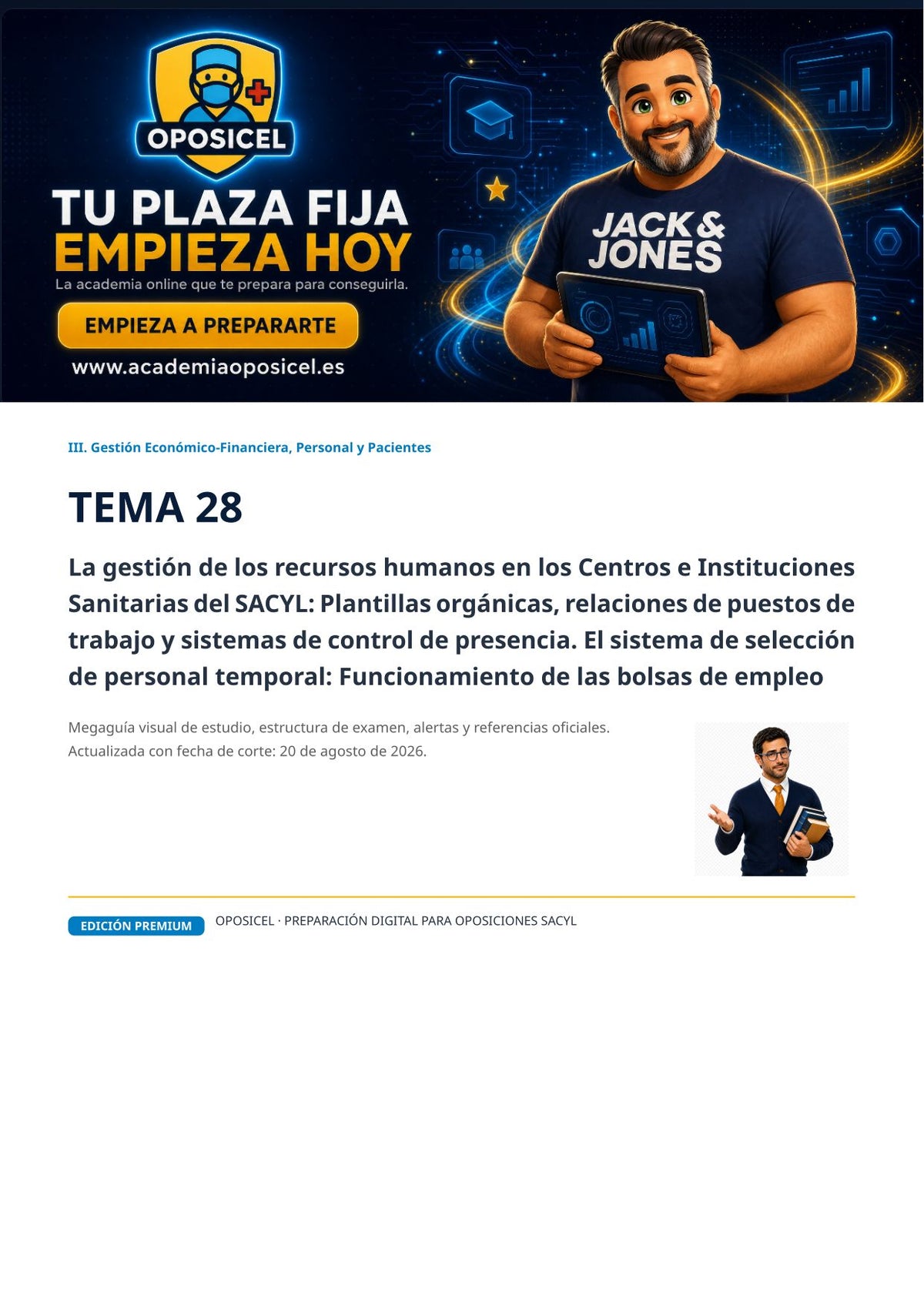 Administrativo SACYL · Tema 28: Gestión de recursos humanos